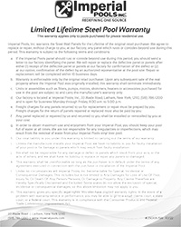 Limited Lifetime Steel Pool Warranty #25043USW