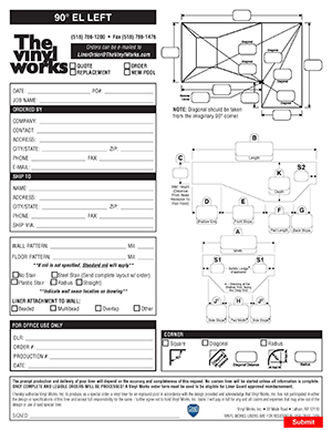 Rectangle 90 Degree EL Left Liner Order Form