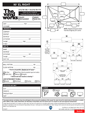 Rectangle 90 Degree EL Right Liner Order Form