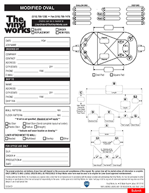 Modified Oval Liner Order Form